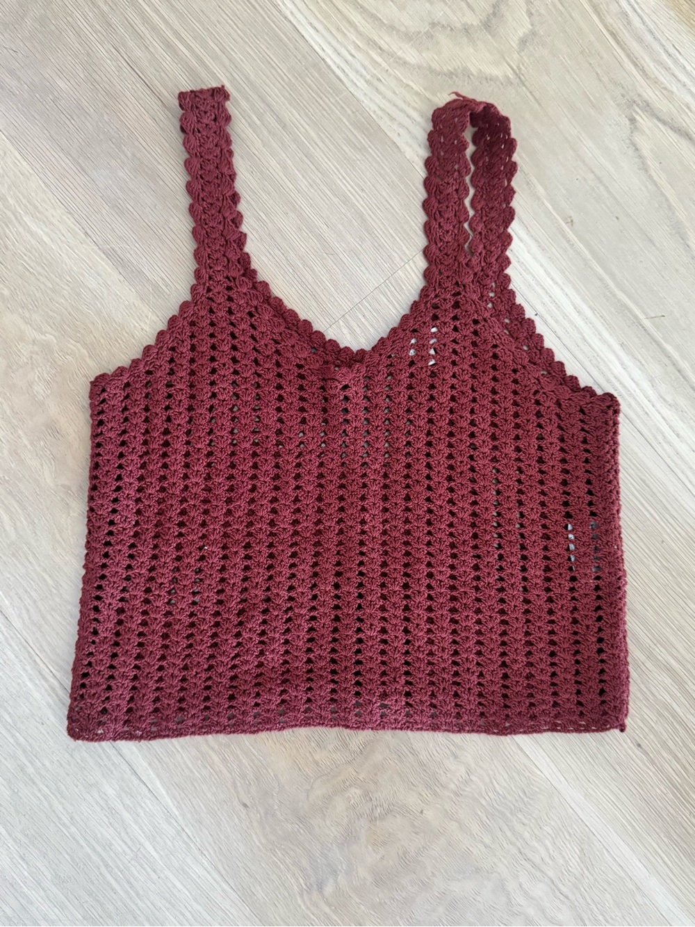 EARTHBOUND Crochet Knit Camisole - Burgundy